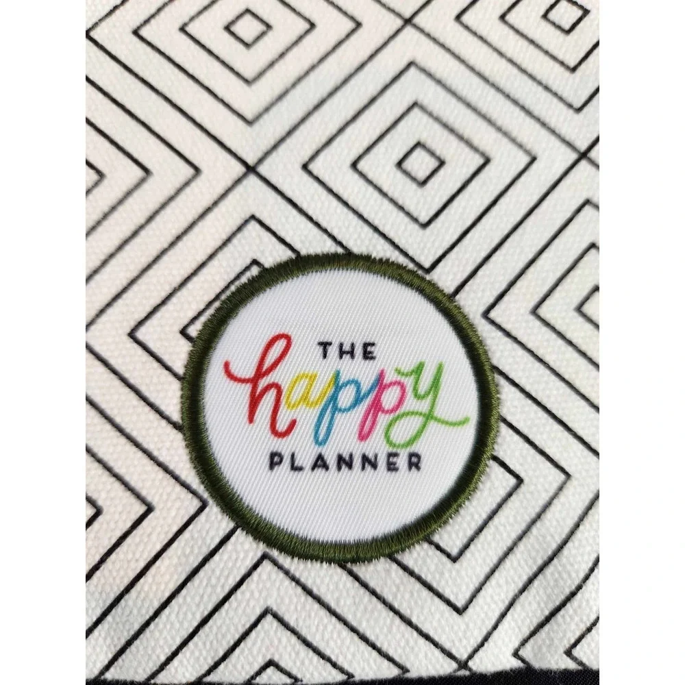 The Happy Planner Pencil Pouch Unisex OS White Black Geometric Diamond Canvas